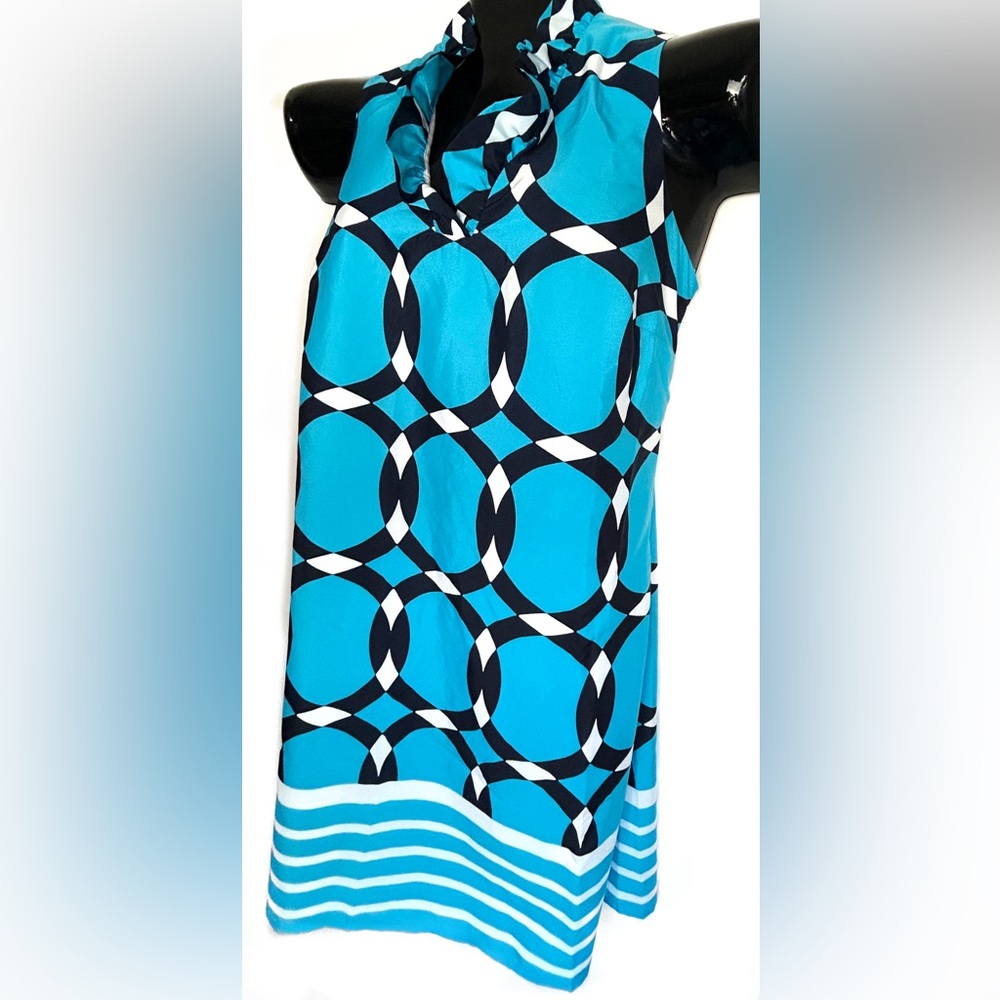 Turquoise Circle Print Mini Dress - Picture 7 of 12